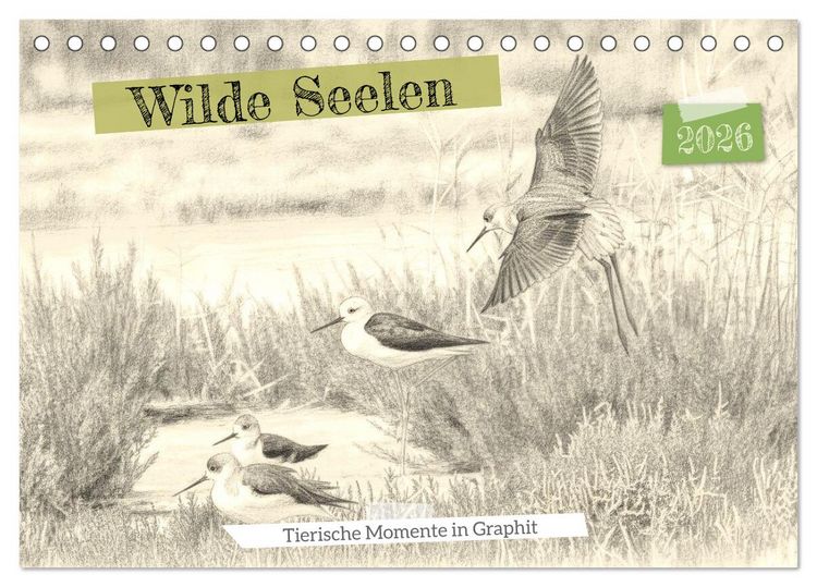 Produktbild: Wilde Seelen - Tierische Momente in Graphit (Tischkalender 2026 DIN A5 quer), CALVENDO Monatskalender