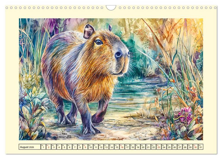 Produktbild: Wasserschweine. Bezaubernde Capybaras in der Natur (Wandkalender 2026 DIN A3 quer), CALVENDO Monatskalender