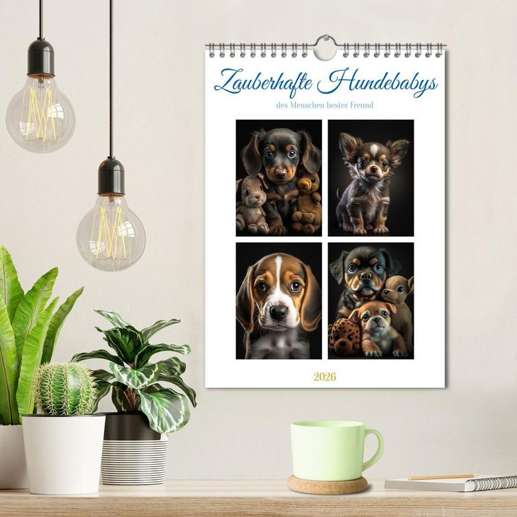 Produktbild: Zauberhafte Hundebabys (Wandkalender 2026 DIN A4 hoch), CALVENDO Monatskalender