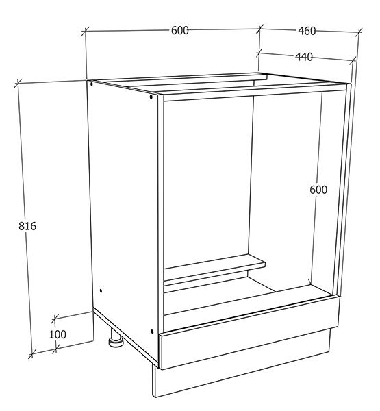 Produktbild: Ofenschrank Breite 60 cm Herdschrank K&uuml;che Esilo