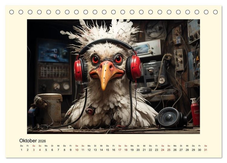 Produktbild: Verr&uuml;ckte H&uuml;hner (Tischkalender 2026 DIN A5 quer), CALVENDO Monatskalender