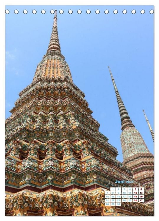 Produktbild: Bangkoks Tempel - Goldene Pagoden und safrangelbe Roben (Tischkalender 2027 DIN A5 hoch), CALVENDO Monatskalender