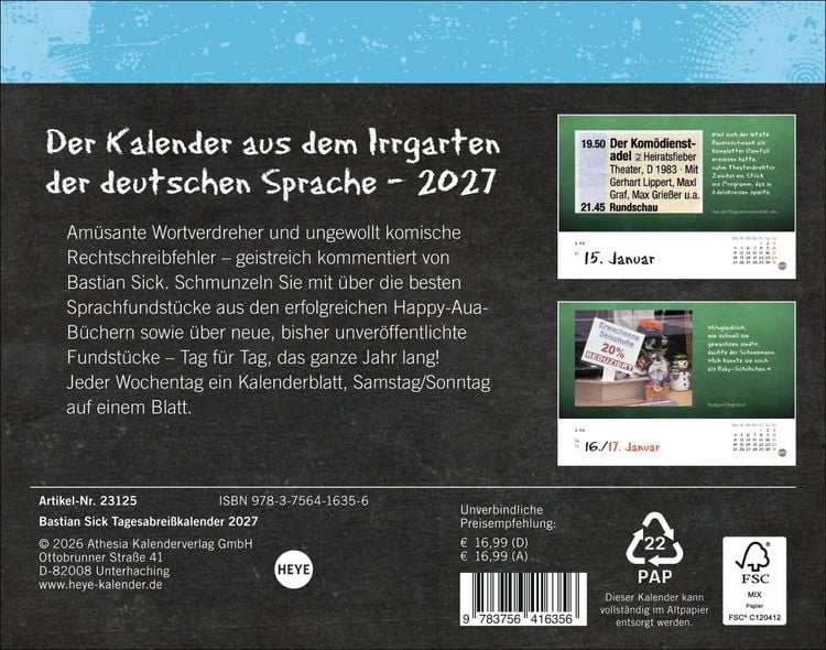 Produktbild: Bastian Sick Tagesabrei&szlig;kalender 2027
