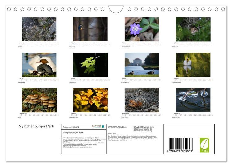 Produktbild: Nymphenburger Park (Wandkalender 2026 DIN A4 quer), CALVENDO Monatskalender