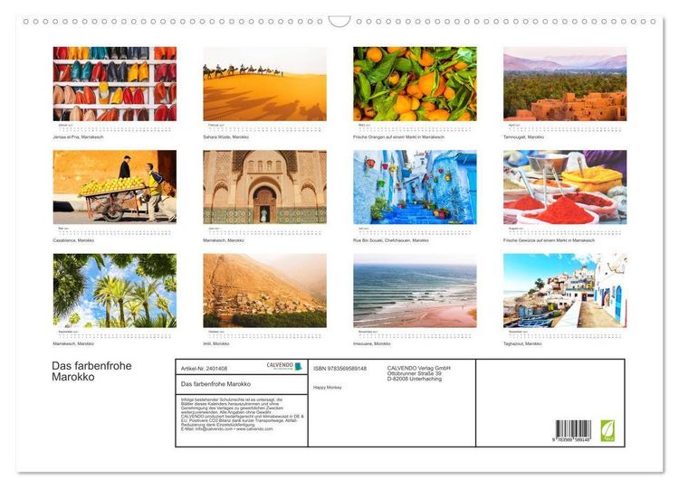 Produktbild: Das farbenfrohe Marokko (Wandkalender 2027 DIN A2 quer), CALVENDO Monatskalender