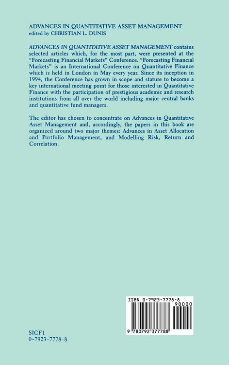 Produktbild: Advances in Quantitative Asset Management