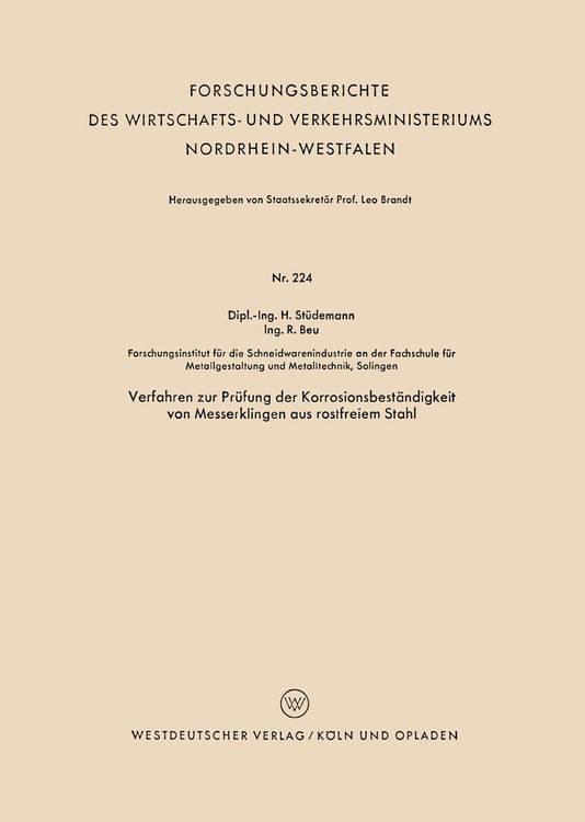 Produktbild: Verfahren zur Pr&uuml;fung der Korrosionsbest&auml;ndigkeit von Messerklingen aus rostfreiem Stahl