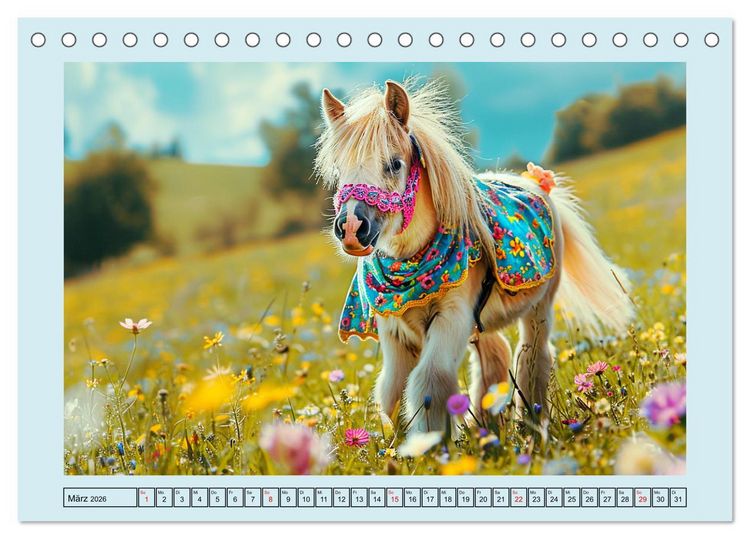 Produktbild: Pony-Parade. Stylisches Abenteuer auf kleinen Hufen (Tischkalender 2026 DIN A5 quer), CALVENDO Monatskalender