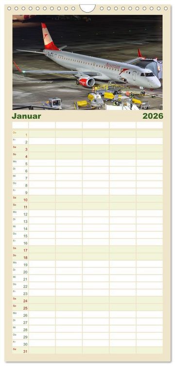 Produktbild: Familienplaner 2026 - Flugzeuge aller Art mit 5 Spalten (Wandkalender, 21 x 45 cm) CALVENDO