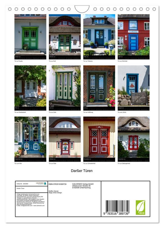 Produktbild: Dar&szlig;er T&uuml;ren (Wandkalender 2026 DIN A4 hoch), CALVENDO Monatskalender