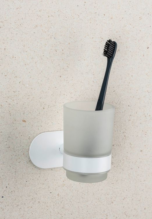 Produktbild: Turbo-Loc&reg; Zahnputzbecherhalter Uno Mod. Orea White matt, aus rostfreiem Edelstahl