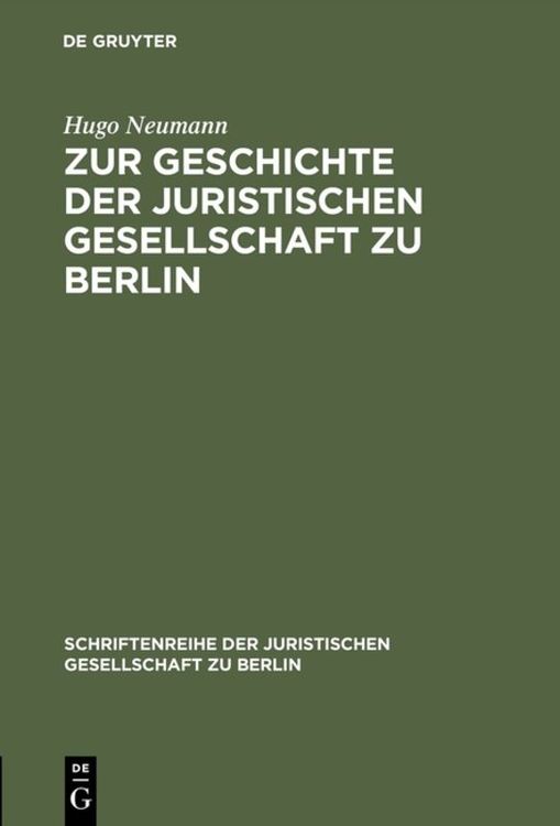 Produktbild: Zur Geschichte der Juristischen Gesellschaft zu Berlin