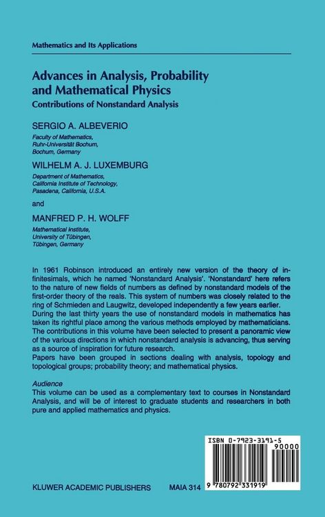 Produktbild: Advances in Analysis, Probability and Mathematical Physics