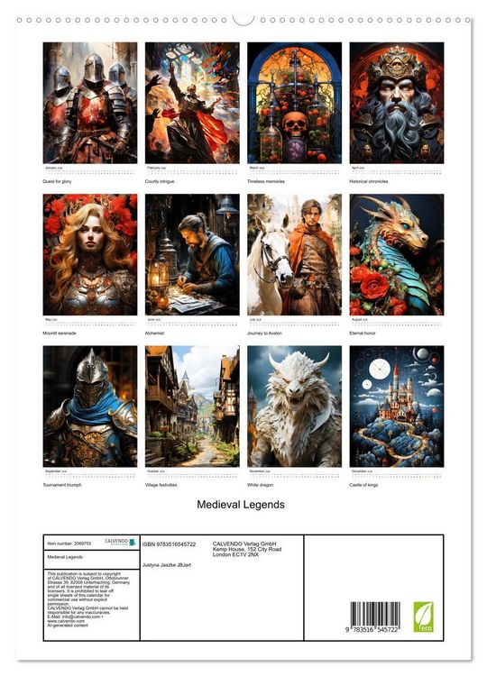 Produktbild: Medieval Legends (High Quality Premium Wall Calendar 2026 DIN A2 portrait),CALVENDO 12 Month Wall Calendar