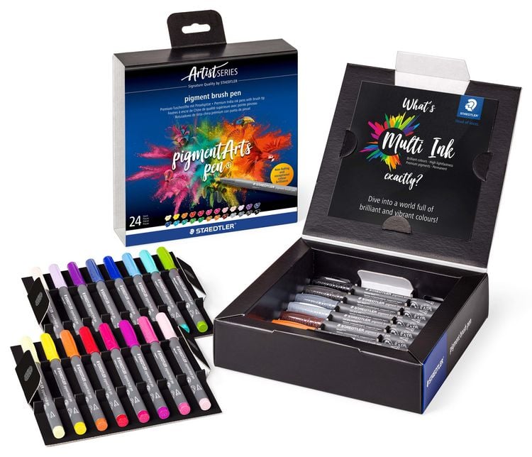 Produktbild: STAEDTLER Schreib- und Zeichbedarf pigment brush 371 Fasermaler mit Pinselspitze, 24er Set