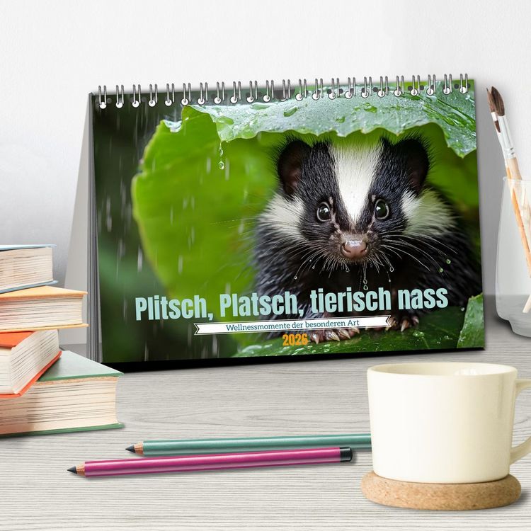 Produktbild: Plitsch, Platsch, tierisch nass (Tischkalender 2026 DIN A5 quer), CALVENDO Monatskalender