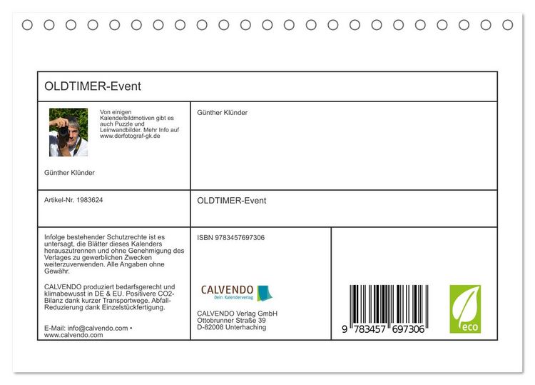 Produktbild: OLDTIMER-Event (Tischkalender 2026 DIN A5 quer), CALVENDO Monatskalender