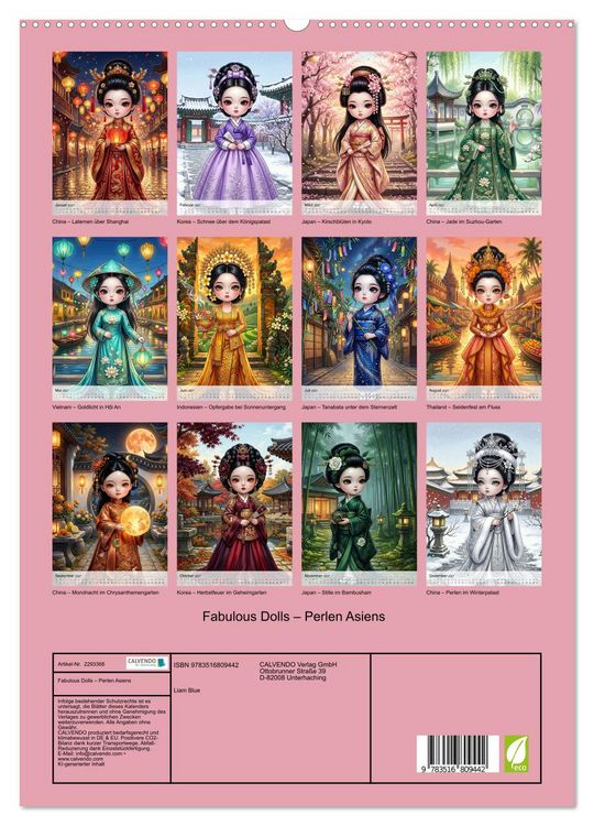 Produktbild: Fabulous Dolls &ndash; Perlen Asiens (hochwertiger Premium Wandkalender 2027 DIN A2 hoch), Kunstdruck in Hochglanz