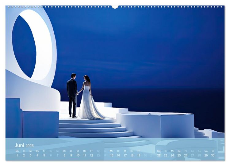 Produktbild: Santorini, Griechenland -Romatische Abendstimmung- (hochwertiger Premium Wandkalender 2026 DIN A2 quer), Kunstdruck in Hochglanz