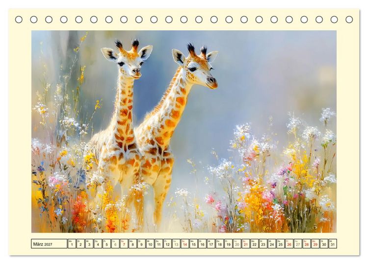 Produktbild: Giraffen. Anmut in weiter Landschaft (Tischkalender 2027 DIN A5 quer), CALVENDO Monatskalender