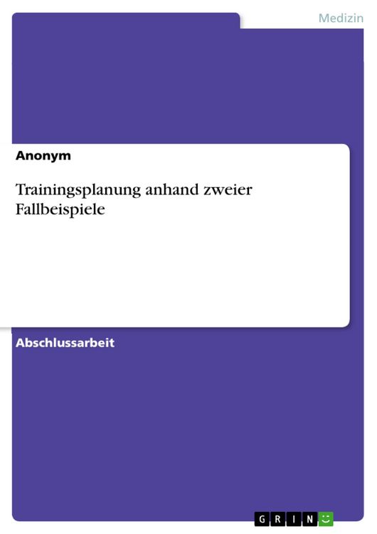 Produktbild: Trainingsplanung anhand zweier Fallbeispiele