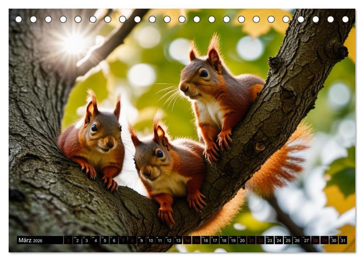 Produktbild: Rote Eichh&ouml;rnchen - zauberhaft anders mit KI (Tischkalender 2026 DIN A5 quer), CALVENDO Monatskalender