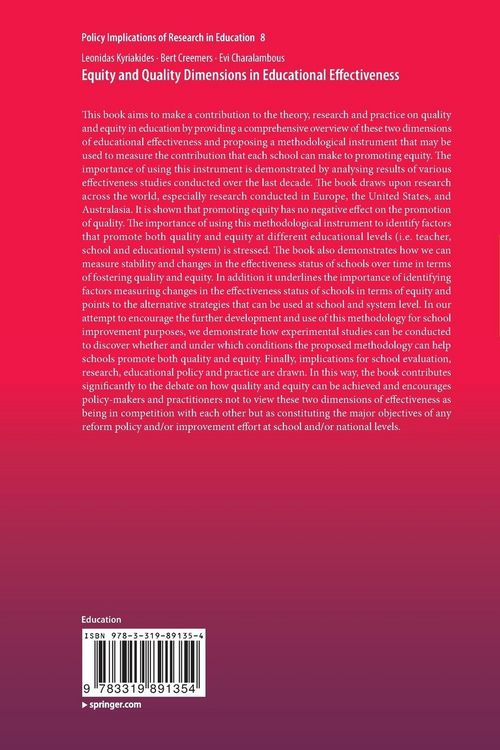 Produktbild: Equity and Quality Dimensions in Educational Effectiveness