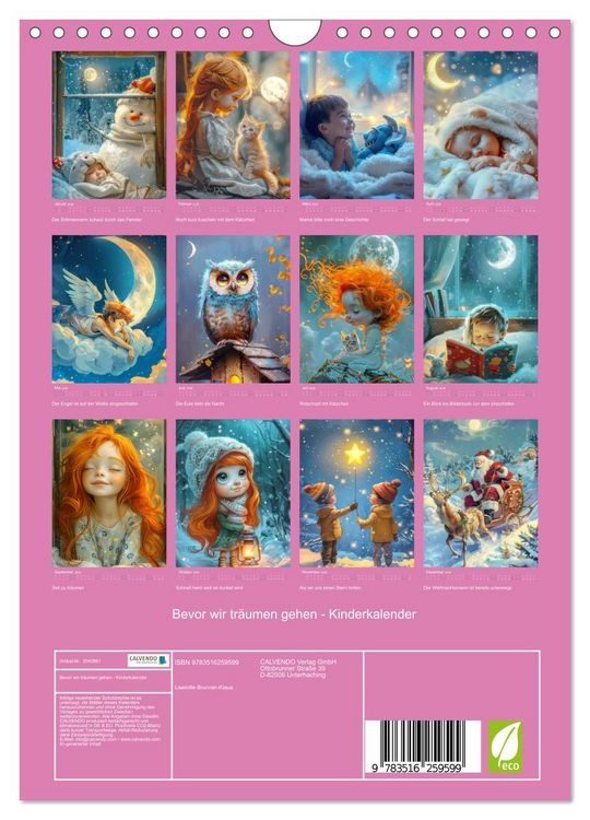 Produktbild: Bevor wir tr&auml;umen gehen - Kinderkalender (Wandkalender 2026 DIN A4 hoch), CALVENDO Monatskalender