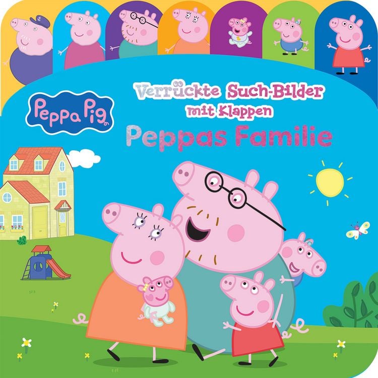 Produktbild: Peppa Pig - Verr&uuml;ckte Such-Bilder mit Klappen - Peppas Familie - Pappbilderbuch mit 20 Klappen - Wimmelbuch f&uuml;r Kinder ab 18 Monaten - Peppa Wutz