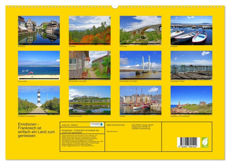 Produktbild: Emotionen - Frankreich ist einfach ein Land zum geniessen (hochwertiger Premium Wandkalender 2026 DIN A2 quer), Kunstdruck in Hochglanz