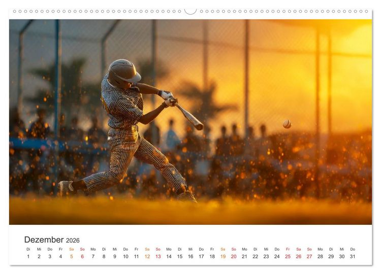 Produktbild: Power Baseball (hochwertiger Premium Wandkalender 2026 DIN A2 quer), Kunstdruck in Hochglanz