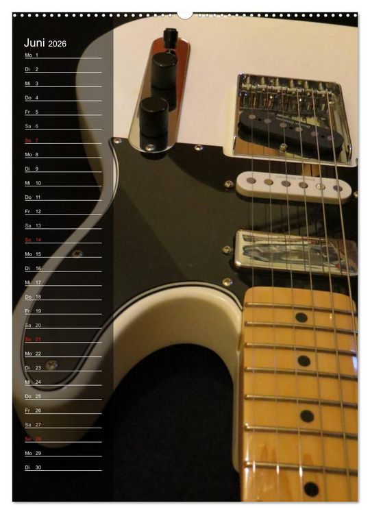 Produktbild: ROCKGITARREN in Szene gesetzt / Geburtstagskalender (hochwertiger Premium Wandkalender 2026 DIN A2 hoch), Kunstdruck in Hochglanz