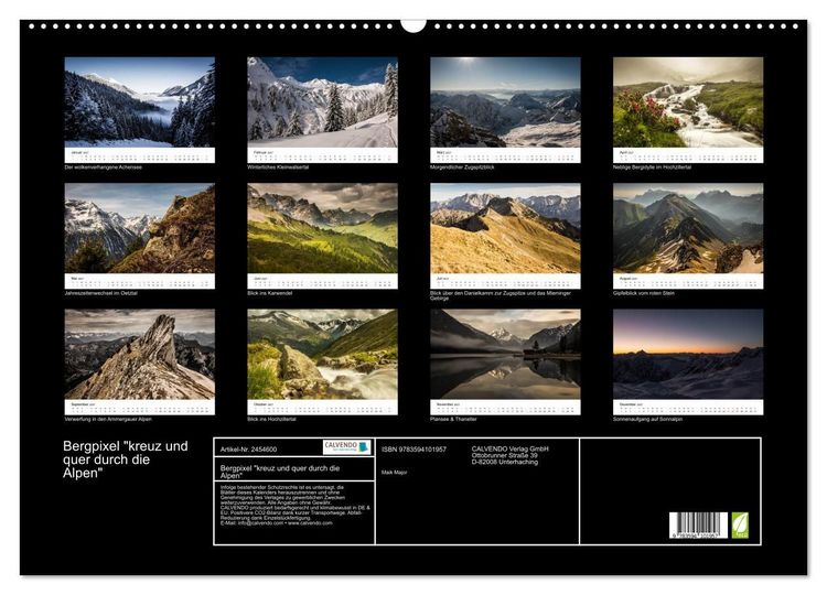Produktbild: Bergpixel "kreuz und quer durch die Alpen" (Wandkalender 2027 DIN A2 quer), CALVENDO Monatskalender