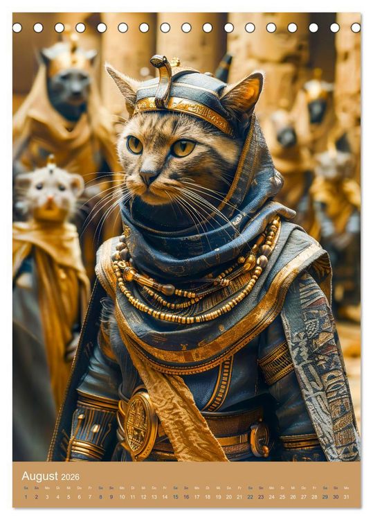 Produktbild: &Auml;gyptens Katzen - G&ouml;ttliche Eleganz im Stile der Pharaonen (Tischkalender 2026 DIN A5 hoch), CALVENDO Monatskalender