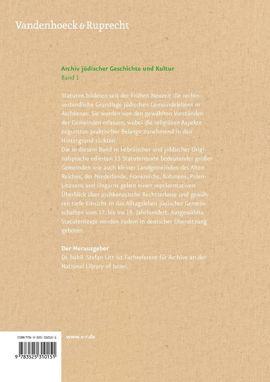 Produktbild: J&uuml;dische Gemeindestatuten aus dem aschkenasischen Kulturraum 1650&ndash;1850