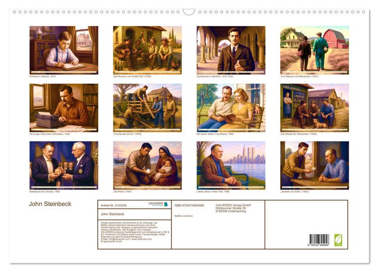 Produktbild: John Steinbeck (Wandkalender 2026 DIN A2 quer), CALVENDO Monatskalender