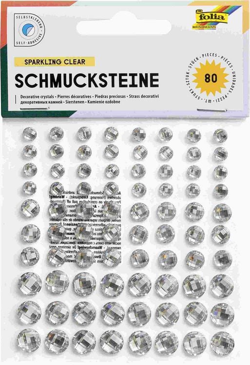 Produktbild: Folia  Schmucksteine SPARKLING CLEAR, selbstklebend, 80 St&uuml;ck