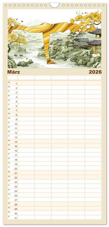 Produktbild: Familienplaner 2026 - YOGA - Harmonie von K&ouml;rper, Geist und Seele mit 5 Spalten (Wandkalender, 21 x 45 cm) CALVENDO
