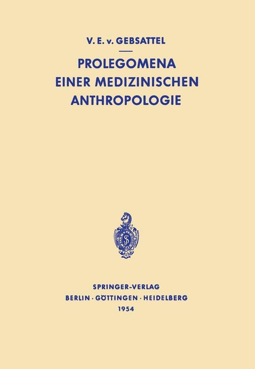 Produktbild: Prolegomena Einer Medizinischen Anthropologie