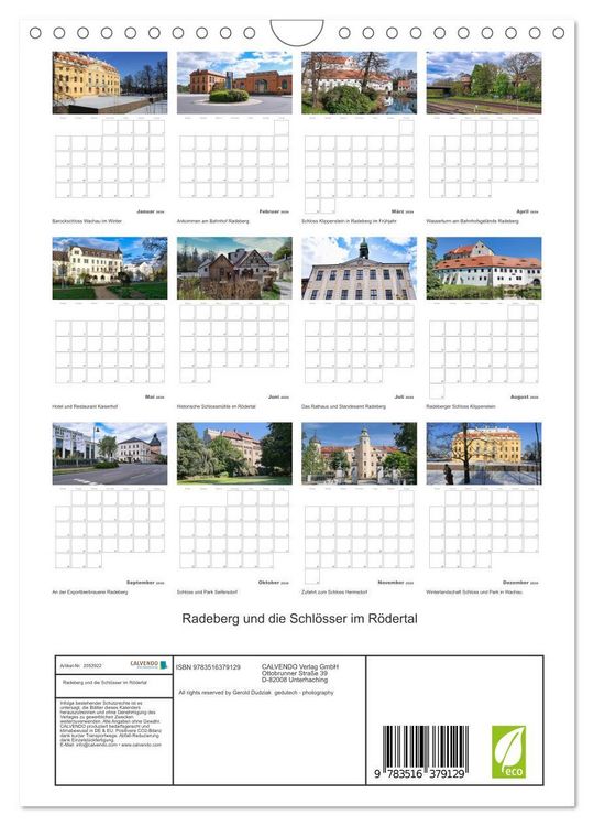 Produktbild: Radeberg und die Schl&ouml;sser im R&ouml;dertal (Wandkalender 2026 DIN A4 hoch), CALVENDO Monatskalender
