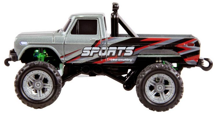 Produktbild: Amewi Grau Brushed 1:64 RC Modellauto Elektro Monstertruck Heckantrieb (2WD) RtR 2,4 GHz inkl. Akku und Ladekabel, mit Lichteffekt