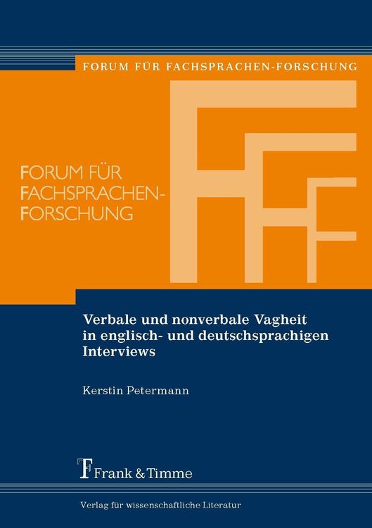 Produktbild: Verbale und nonverbale Vagheit in englisch- und deutschsprachigen Interviews