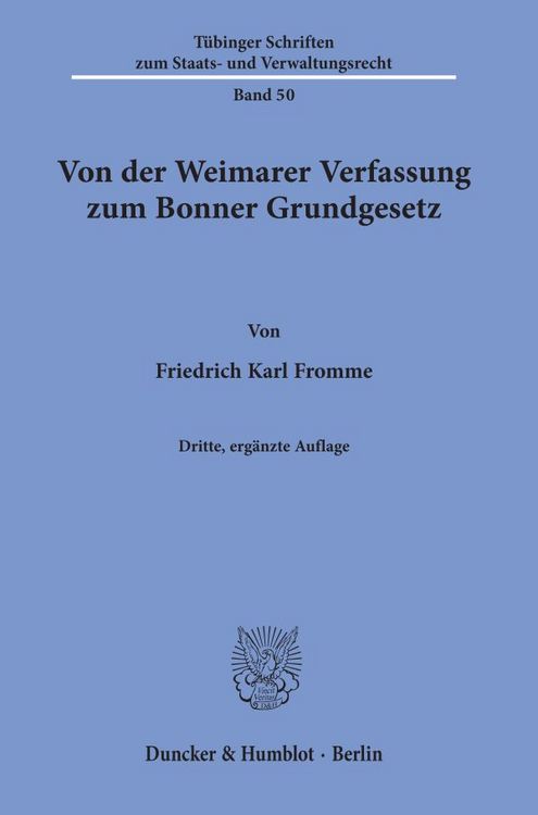 Produktbild: Von der Weimarer Verfassung zum Bonner Grundgesetz.