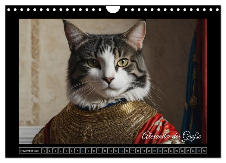 Produktbild: Katzen der Ber&uuml;hmtheiten - Ein Jahr voller ikonischer Schnurrhaare (Wandkalender 2026 DIN A4 quer), CALVENDO Monatskalender