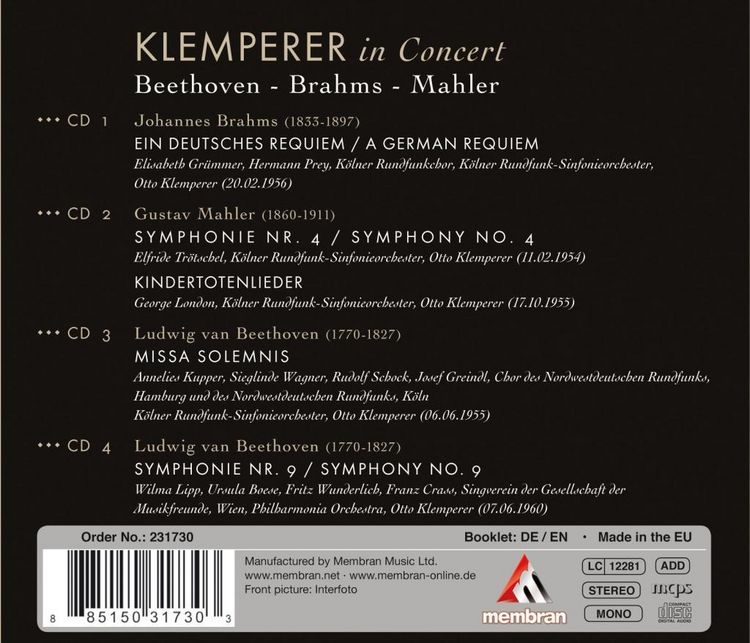 Produktbild: Klemperer in Concert