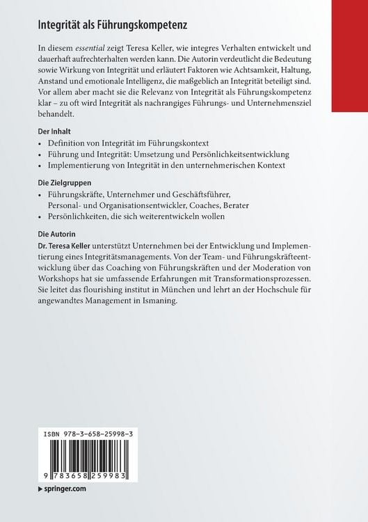 Produktbild: Integrit&auml;t als F&uuml;hrungskompetenz