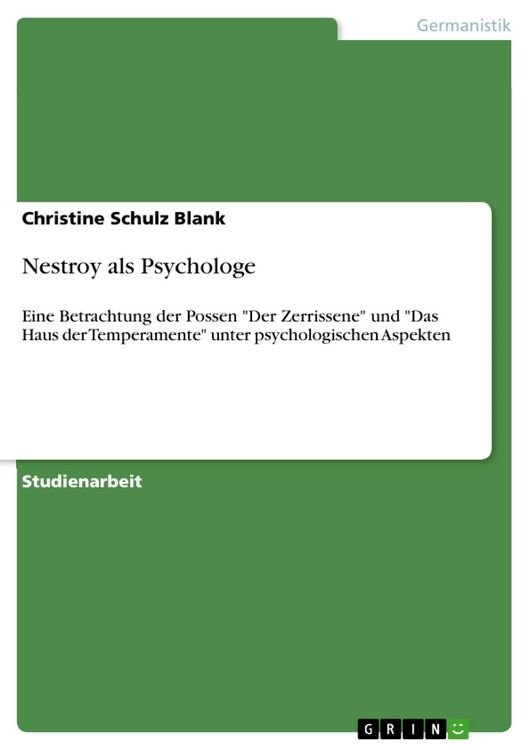 Produktbild: Nestroy als Psychologe