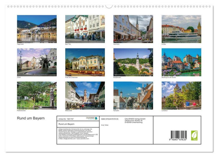 Produktbild: Rund um Bayern (hochwertiger Premium Wandkalender 2026 DIN A2 quer), Kunstdruck in Hochglanz