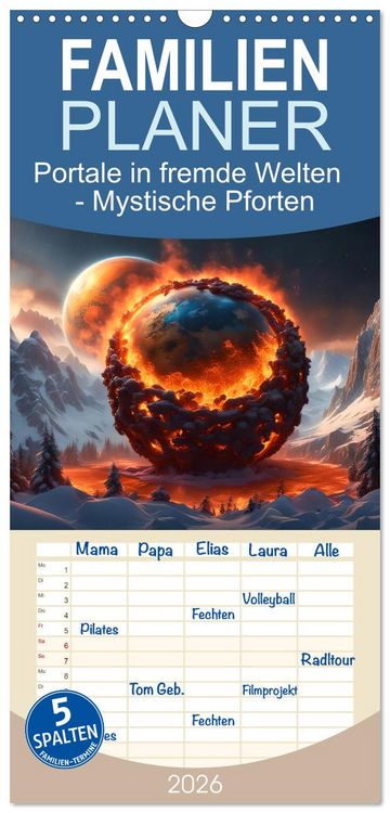 Produktbild: Familienplaner 2026 - Portale in fremde Welten - Mystische Pforten mit 5 Spalten (Wandkalender, 21 x 45 cm) CALVENDO
