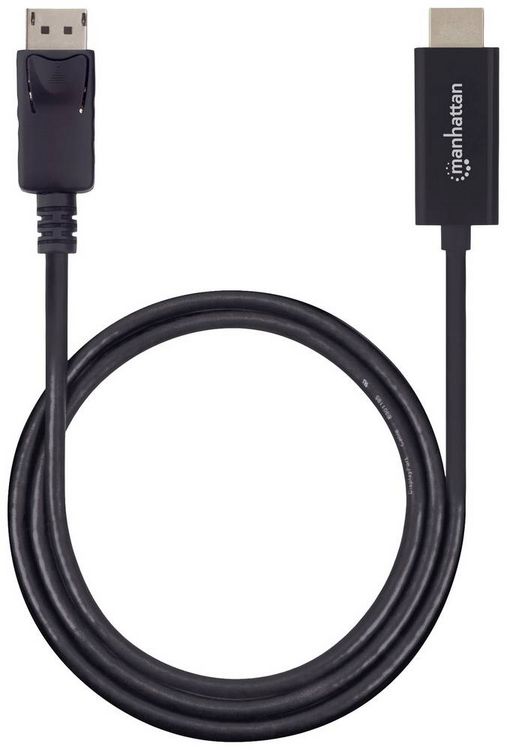 Produktbild: Manhattan DisplayPort / HDMI Adapterkabel DisplayPort Stecker, HDMI-A Stecker 1.80 m Schwarz 153201 DisplayPort-Kabel